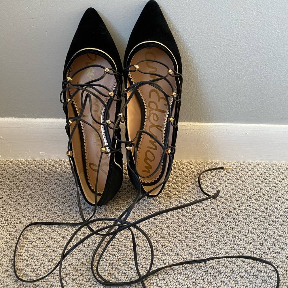 Sam Edelman suede tie up flats